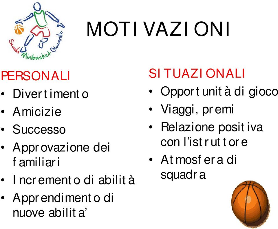 Apprendimento di nuove abilita SITUAZIONALI Opportunità di