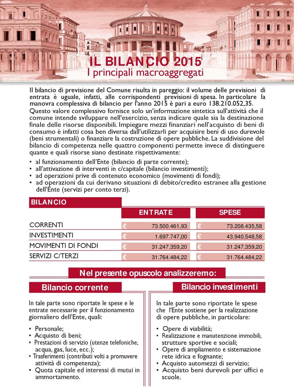 Questo valore complessivo fornisce solo un'informazione sintetica sull attività che il comune intende sviluppare nell'esercizio, senza indicare quale sia la destinazione finale delle risorse