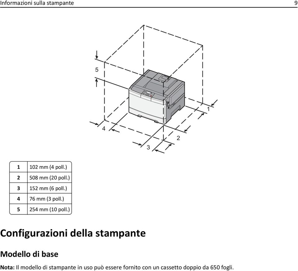 ) 5 254 mm (10 poll.