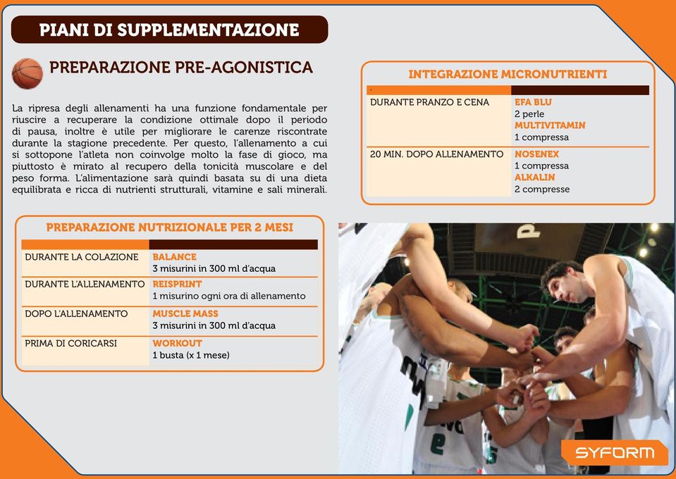 Per questo, l allenamento a cui si sottopone l atleta non coinvolge molto la fase di gioco, ma piuttosto è mirato al recupero della tonicità muscolare e del peso forma.