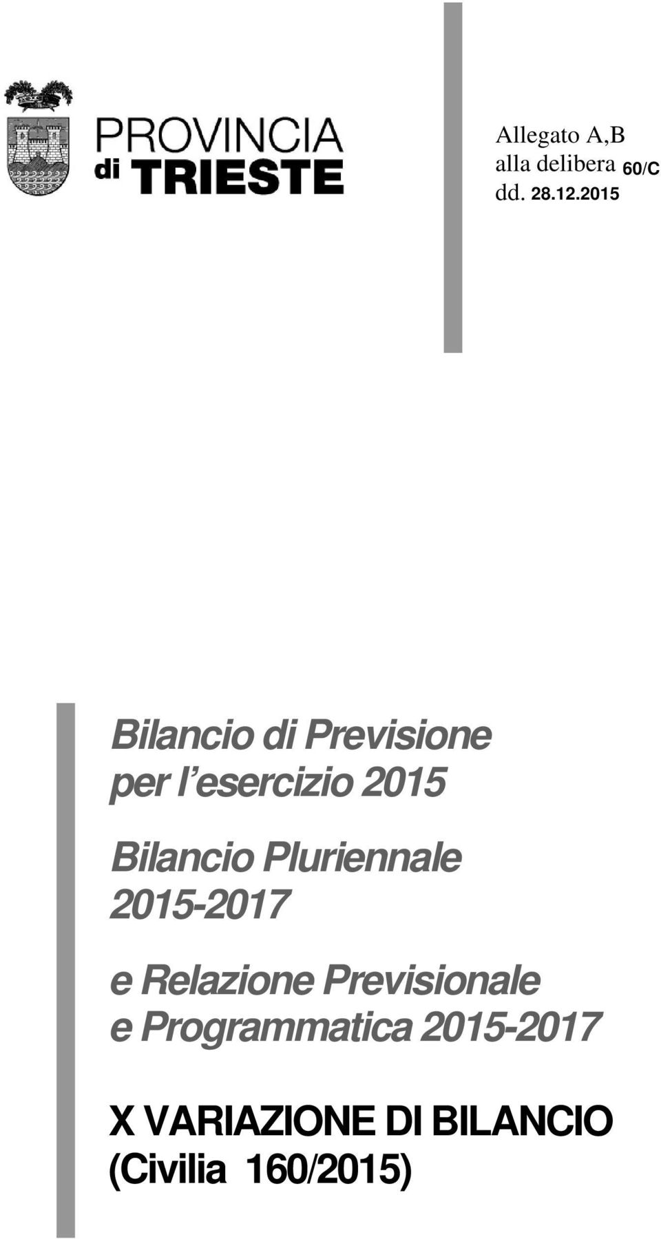 Bilancio Pluriennale 20152017 e Relazione