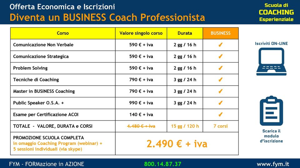 BUSINESS Coaching 790 + iva 3 gg / 24 h Public Speaker O.S.A.