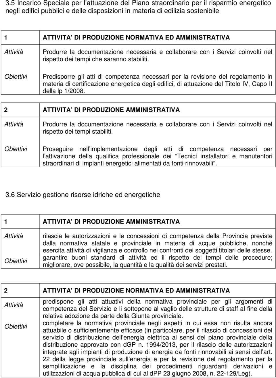 Predisporre gli atti di competenza necessari per la revisione del regolamento in materia di certificazione energetica degli edifici, di attuazione del Titolo IV, Capo II della lp 1/2008.