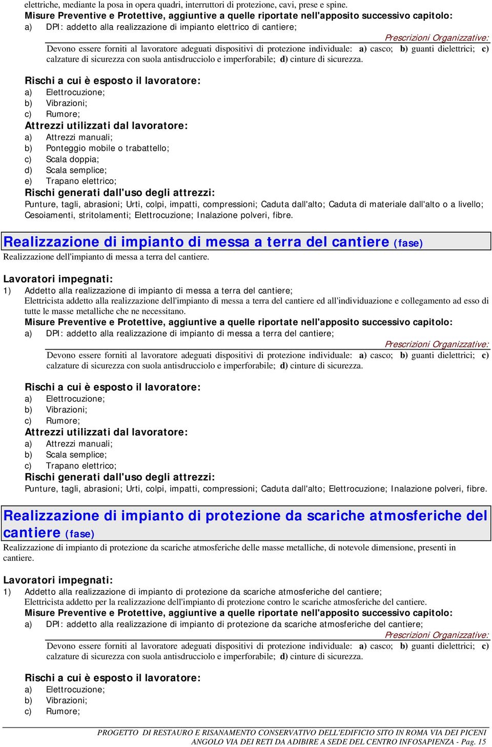 lavoratore adeguati dispositivi di protezione individuale: a) casco; b) guanti dielettrici; c) calzature di sicurezza con suola antisdrucciolo e imperforabile; d) cinture di sicurezza.