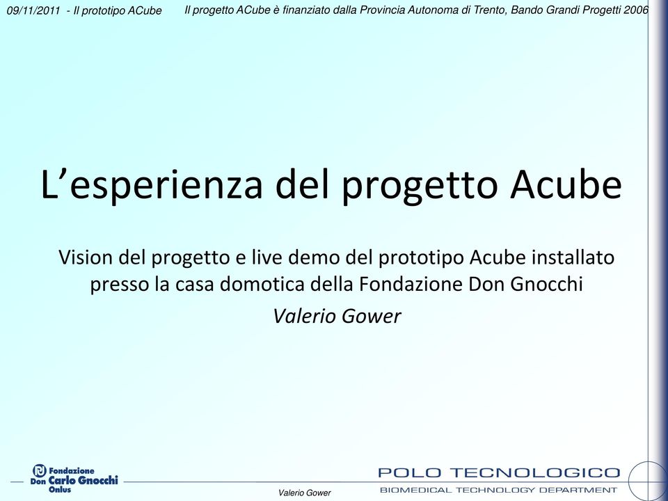 prototipo Acube installato presso la