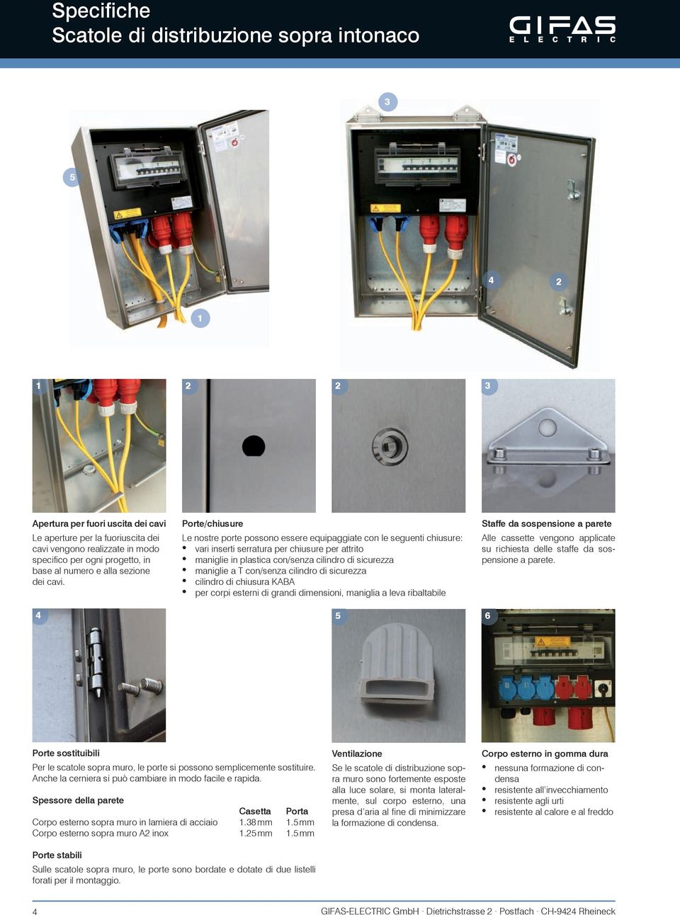 Porte/chiusure Le nostre porte possono essere equipaggiate con le seguenti chiusure: vari inserti serratura per chiusure per attrito maniglie in plastica con/senza cilindro di sicurezza maniglie a T