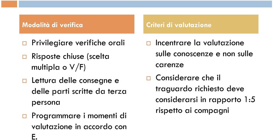 valutazione in accordo con E.