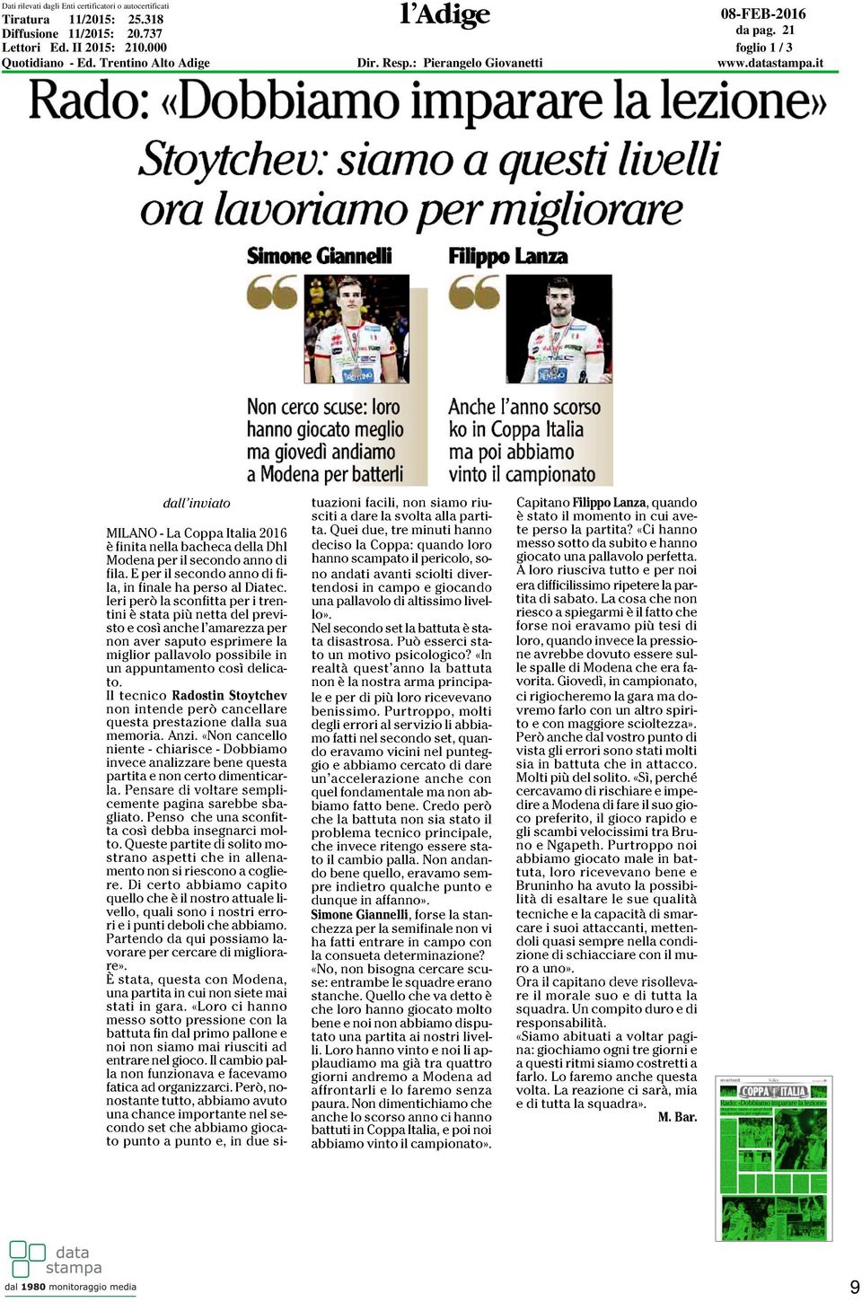 II 2015: 210.000 Quotidiano - Ed.