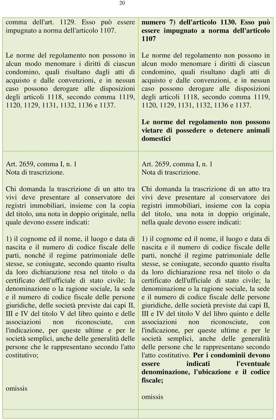 disposizioni degli articoli 1118, secondo comma 1119, 1120, 1129, 1131, 1132, 1136 e 1137. numero 7) dell'articolo 1130.