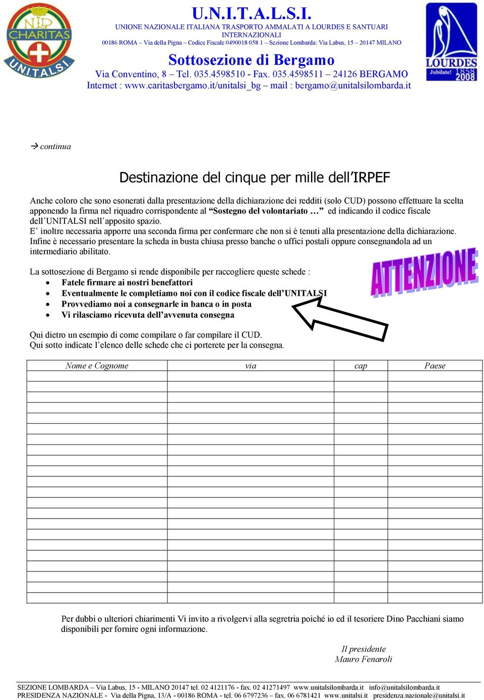 E inoltre necessaria apporre una seconda firma per confermare che non si è tenuti alla presentazione della dichiarazione.