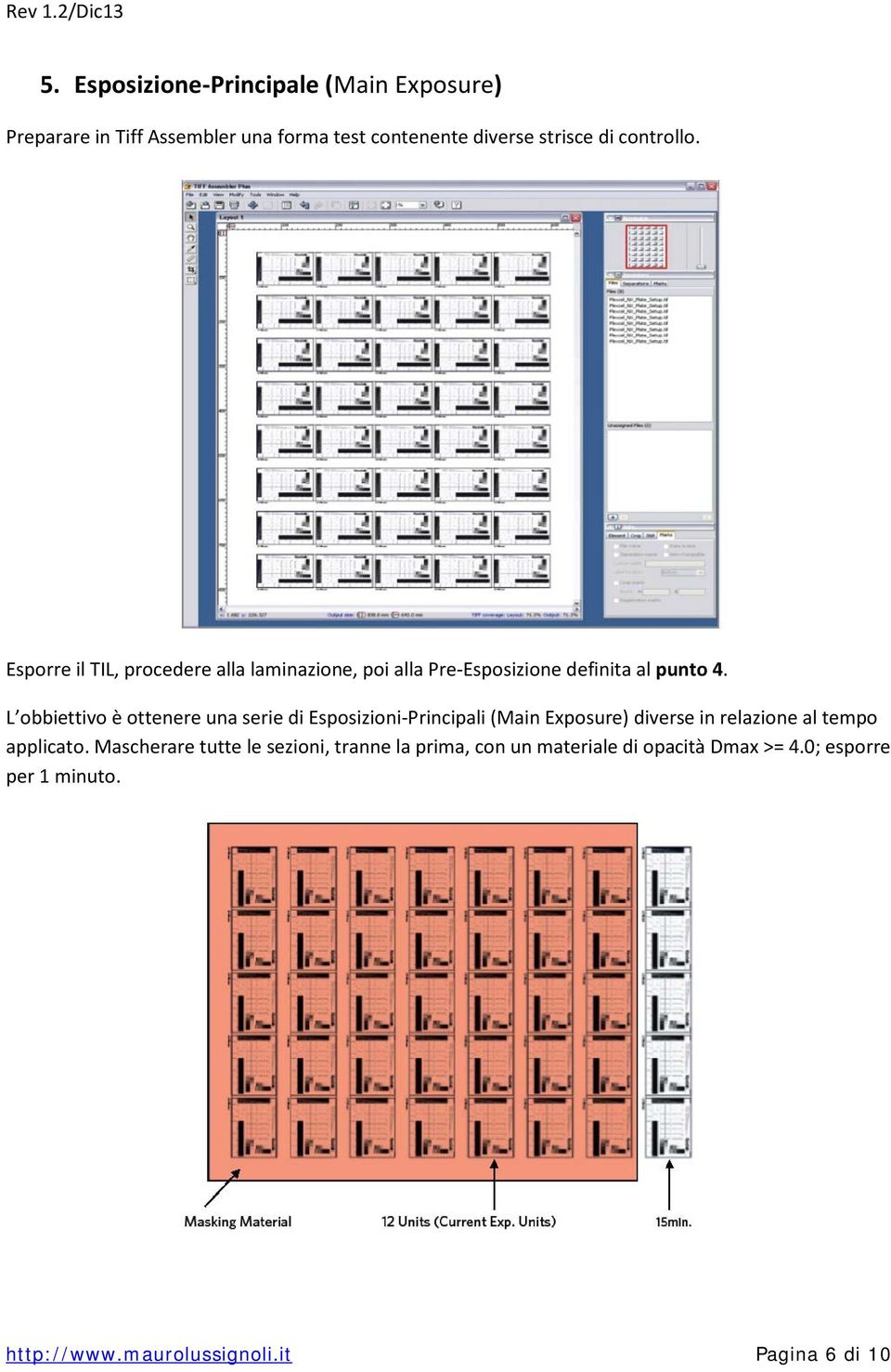 L obbiettivo è ottenere una serie di Esposizioni-Principali (Main Exposure) diverse in relazione al tempo applicato.