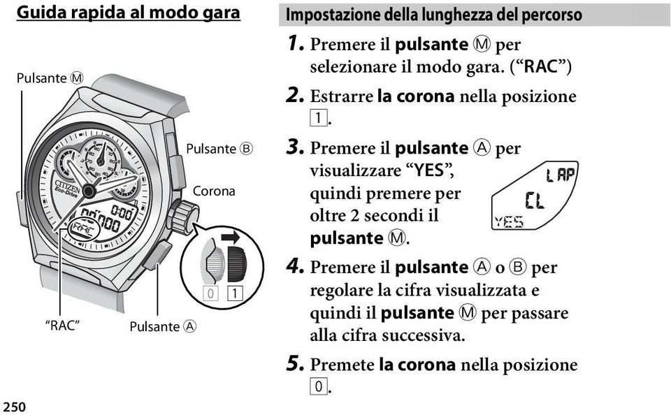 Premere il pulsante A per visualizzare YES, quindi premere per oltre 2 secondi il pulsante M. 4.