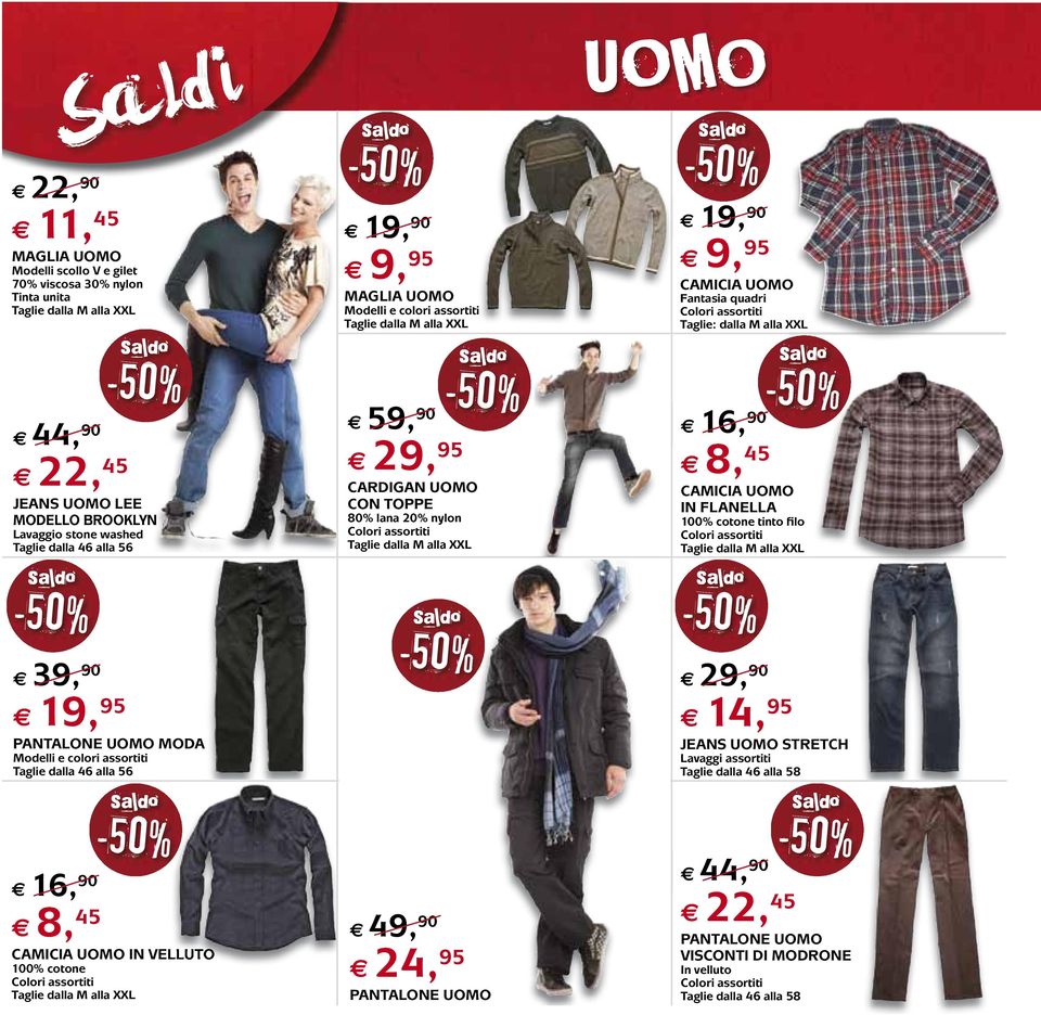 TOPPE 80% lana 20% nylon 49, 90 24, 24, PANTALONE UOMO UOMO CAMICIA UOMO Fantasia quadri Taglie: dalla M alla XXL CAMICIA UOMO IN FLANELLA 100% cotone