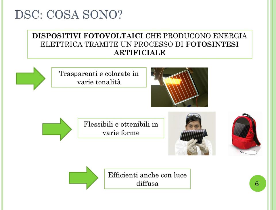 TRAMITE UN PROCESSO DI FOTOSINTESI ARTIFICIALE Trasparenti