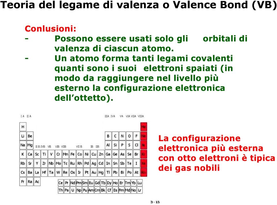 - Un atomo forma tanti legami covalenti quanti sono i suoi elettroni spaiati (in modo da