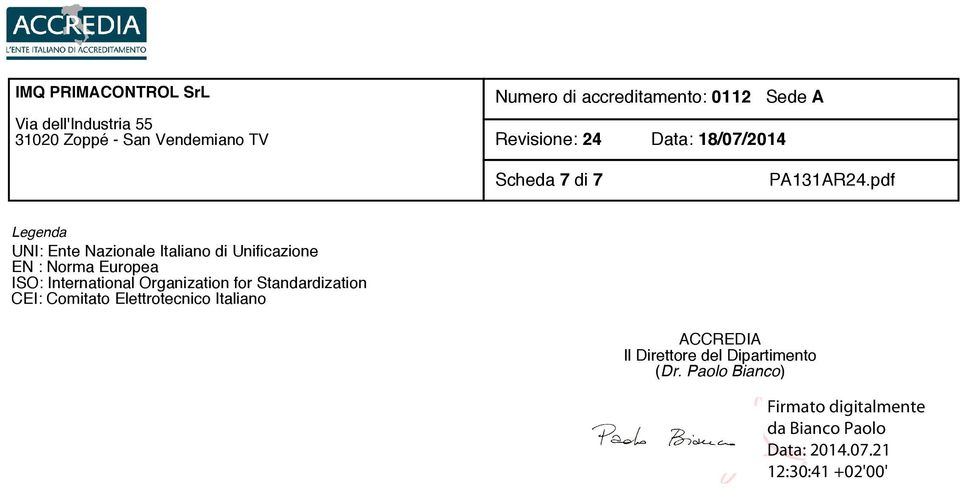 Organization for Standardization CEI: Comitato