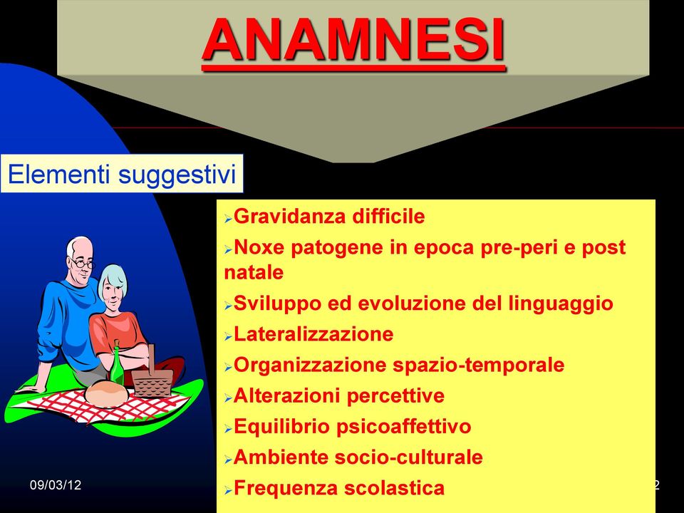 Lateralizzazione Organizzazione spazio-temporale Alterazioni percettive