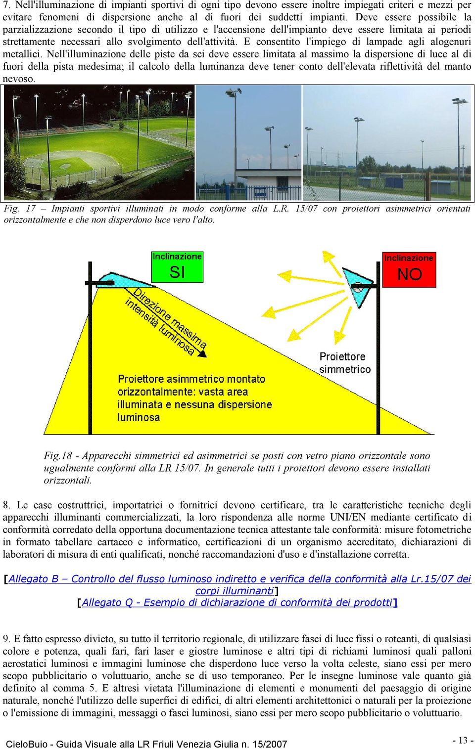 E consentito l'impiego di lampade agli alogenuri metallici.