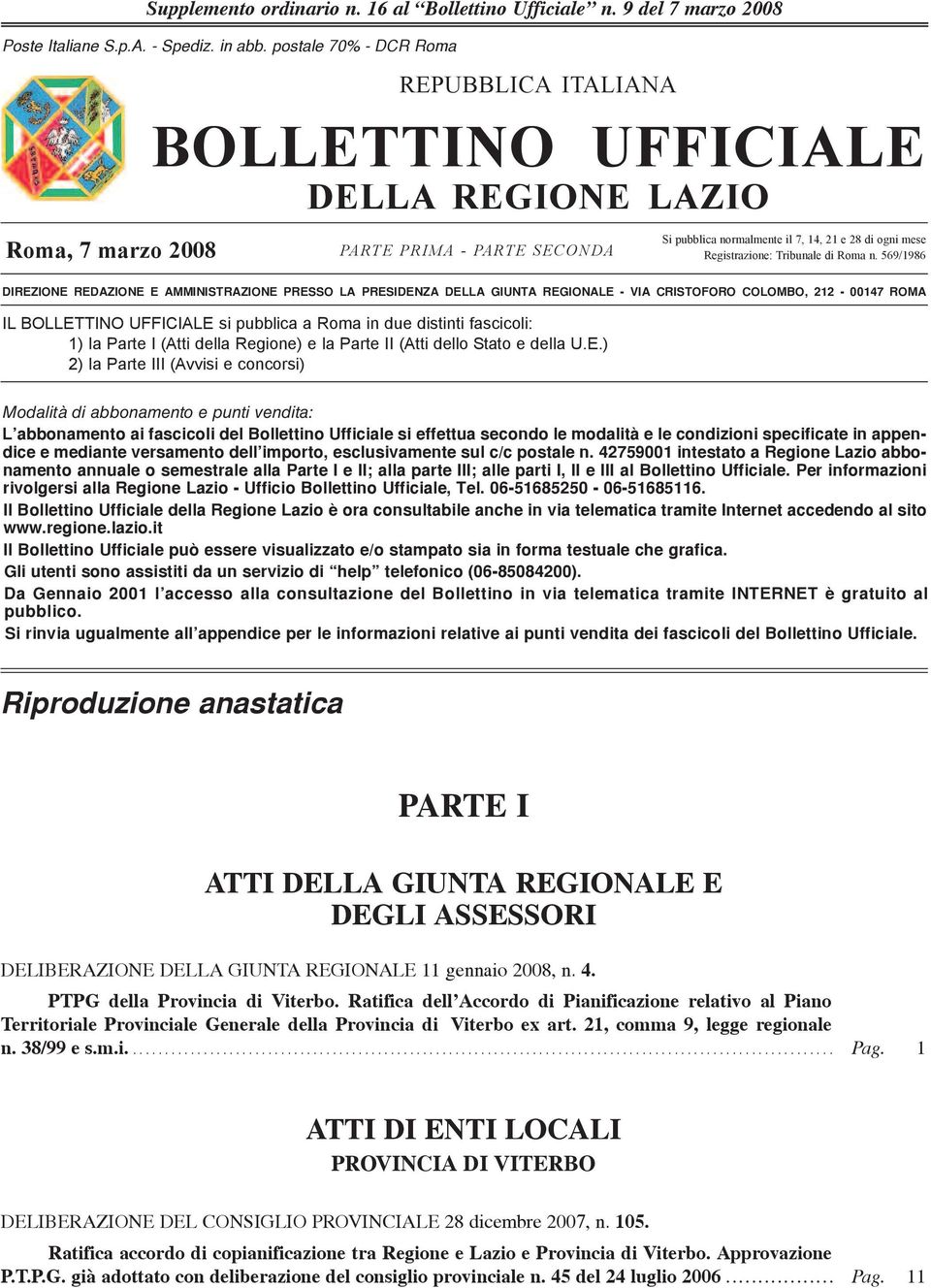 Registrazione: Tribunale di Roma n.