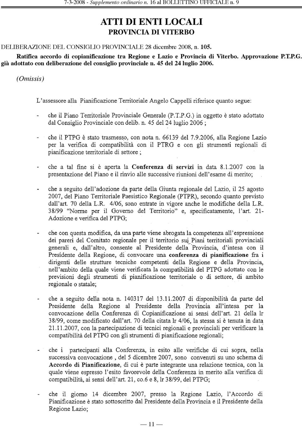 Ratifica accordo di copianificazione tra Regione e Lazio e Provincia di