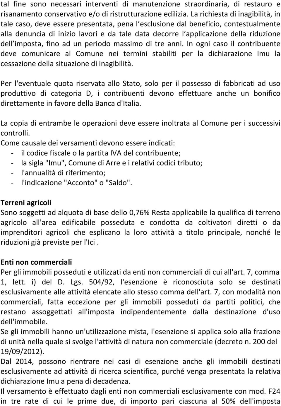 riduzione dell imposta, fino ad un periodo massimo di tre anni.