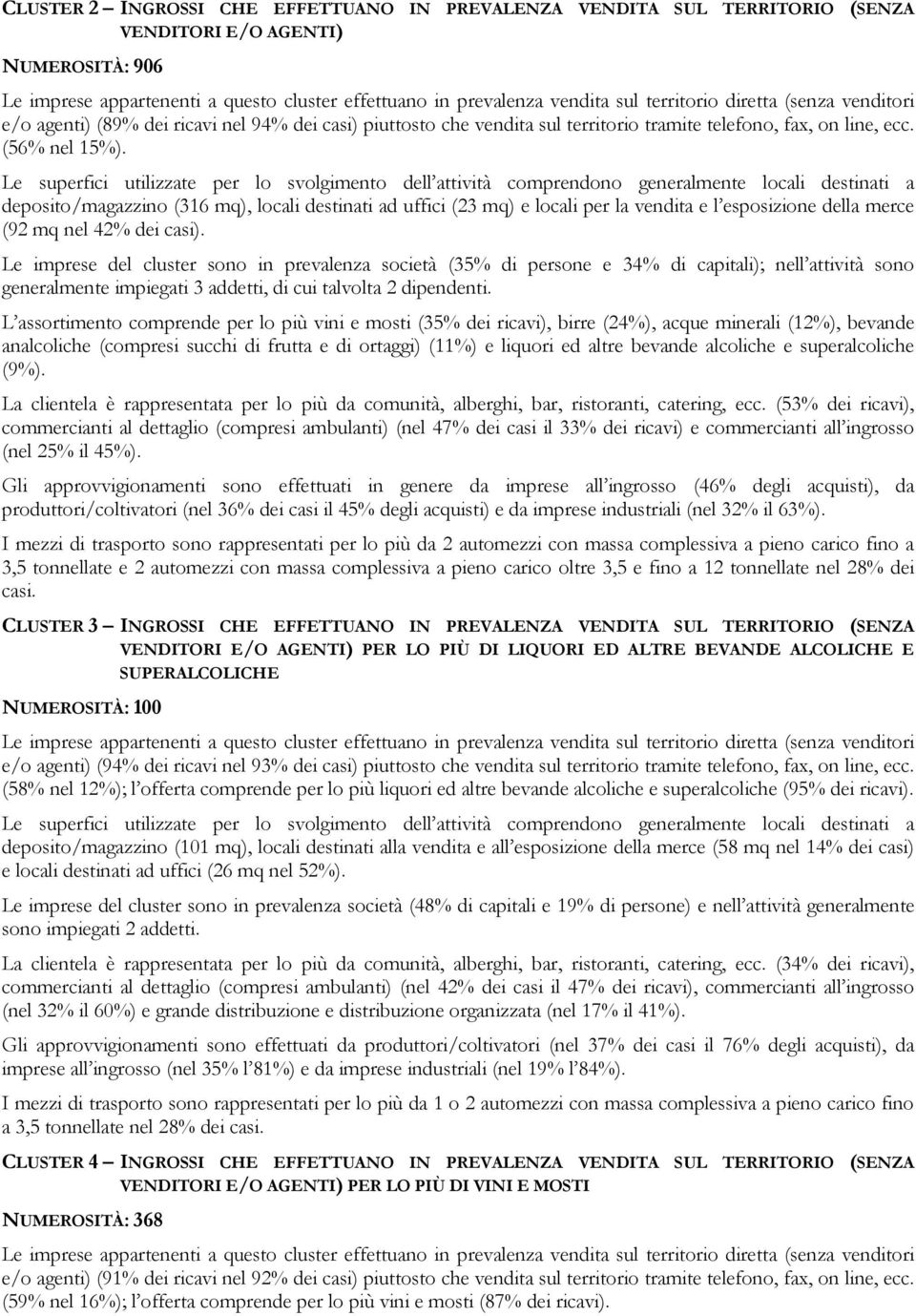 Le superfici utilizzate per lo svolgimento dell attività comprendono generalmente locali destinati a deposito/magazzino (316 mq), locali destinati ad uffici (23 mq) e locali per la vendita e l