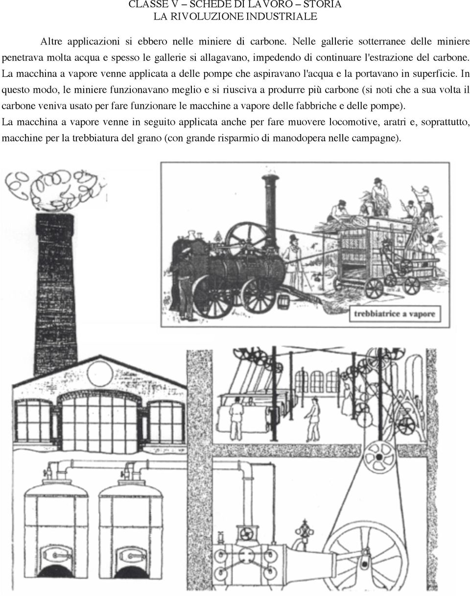 La macchina a vapore venne applicata a delle pompe che aspiravano l'acqua e la portavano in superficie.