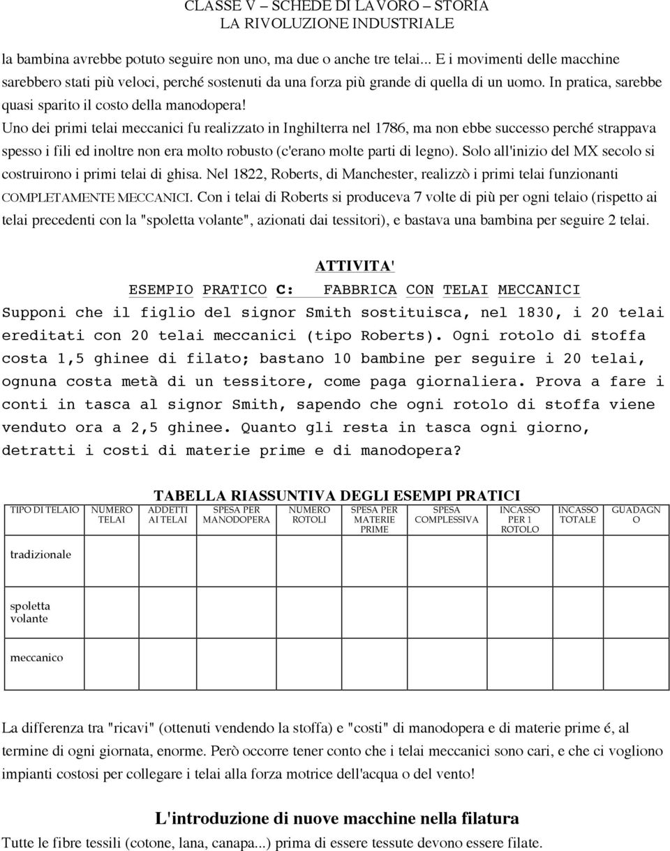 Uno dei primi telai meccanici fu realizzato in Inghilterra nel 1786, ma non ebbe successo perché strappava spesso i fili ed inoltre non era molto robusto (c'erano molte parti di legno).