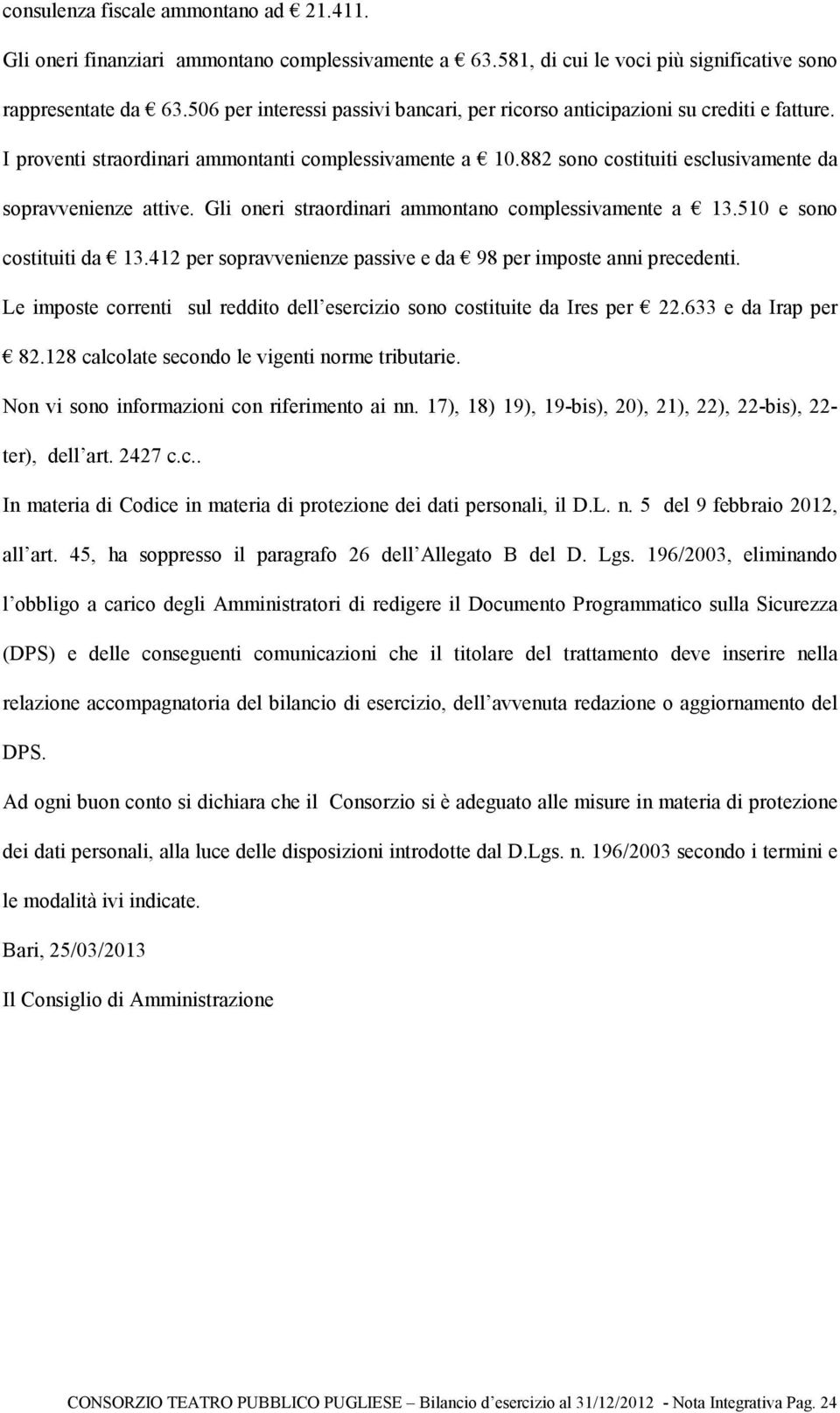 Gli oneri straordinari ammontano complessivamente a 13.510 e sono costituiti da 13.412 per sopravvenienze passive e da 98 per imposte anni precedenti.