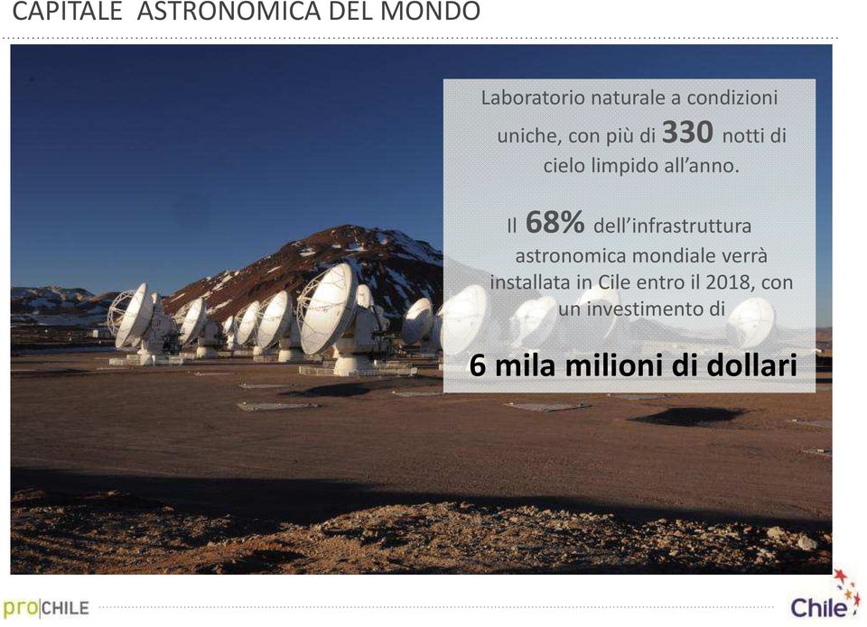 anno. Il68% dell infrastruttura astronomica mondiale verrà