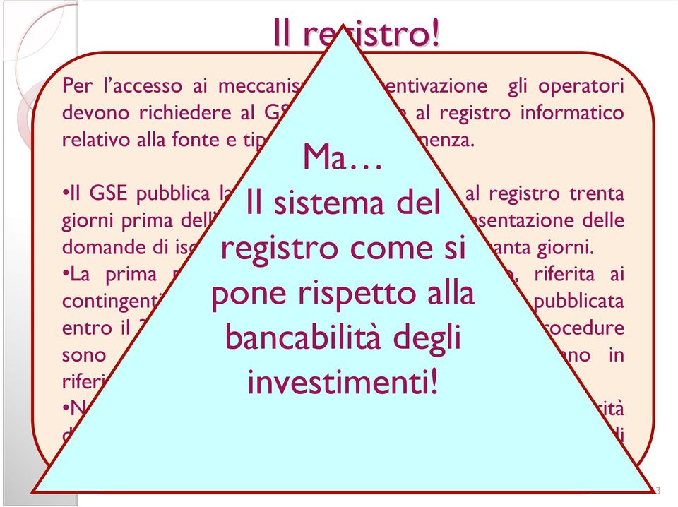 relativo alla fonte e tipologia di appartenenza. Ma L articolo 9 detta i tempi, le modalità e i volumi di potenza Il messi GSE pubblica a registro la annualmente.