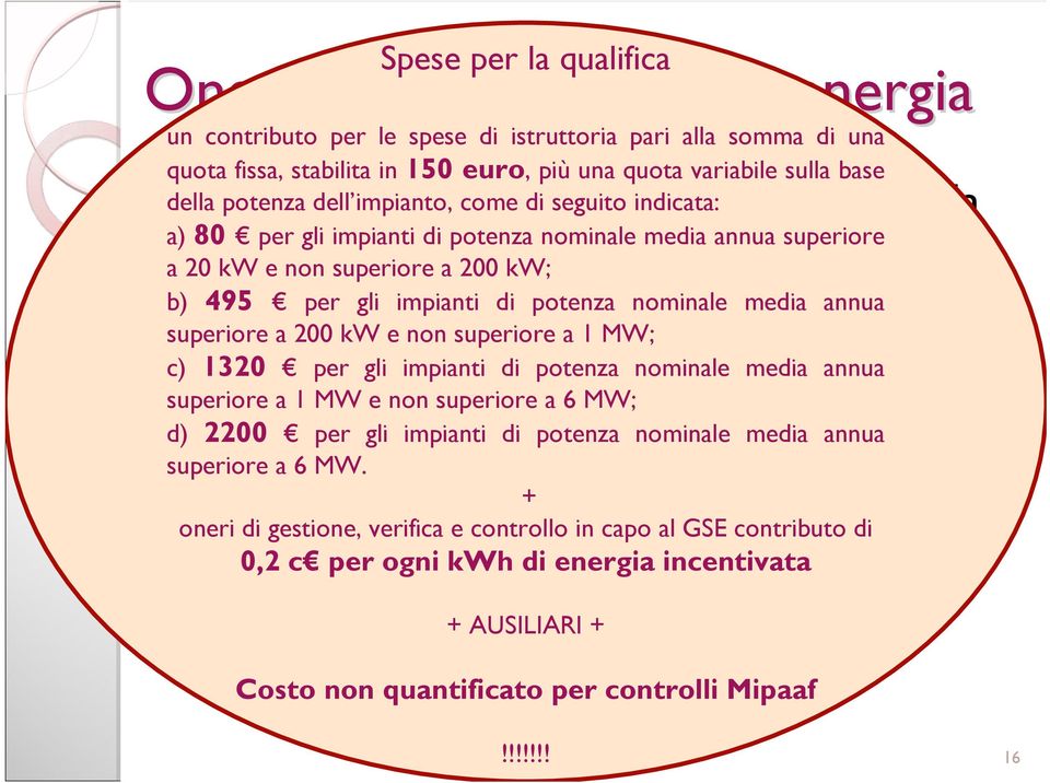 Vengono in particolare individuate modalità per il pagamento a favore del GSE delle spese istruttorie e di gestione dei meccanismi + di incentivazione.