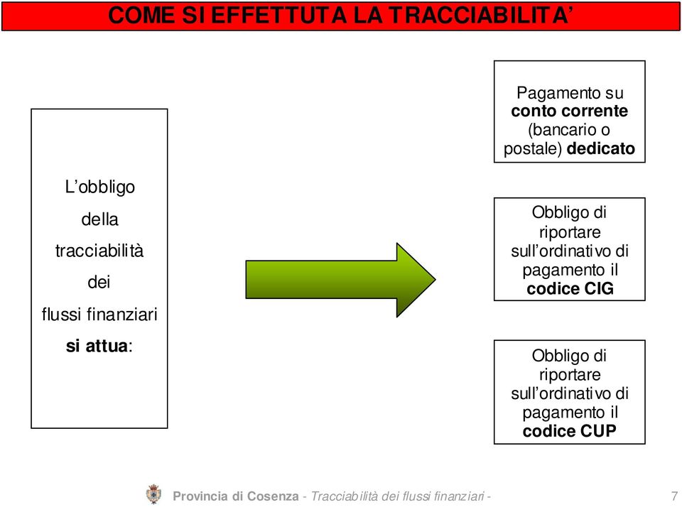 finanziari si attua: Obbligo di riportare sull ordinativo di pagamento