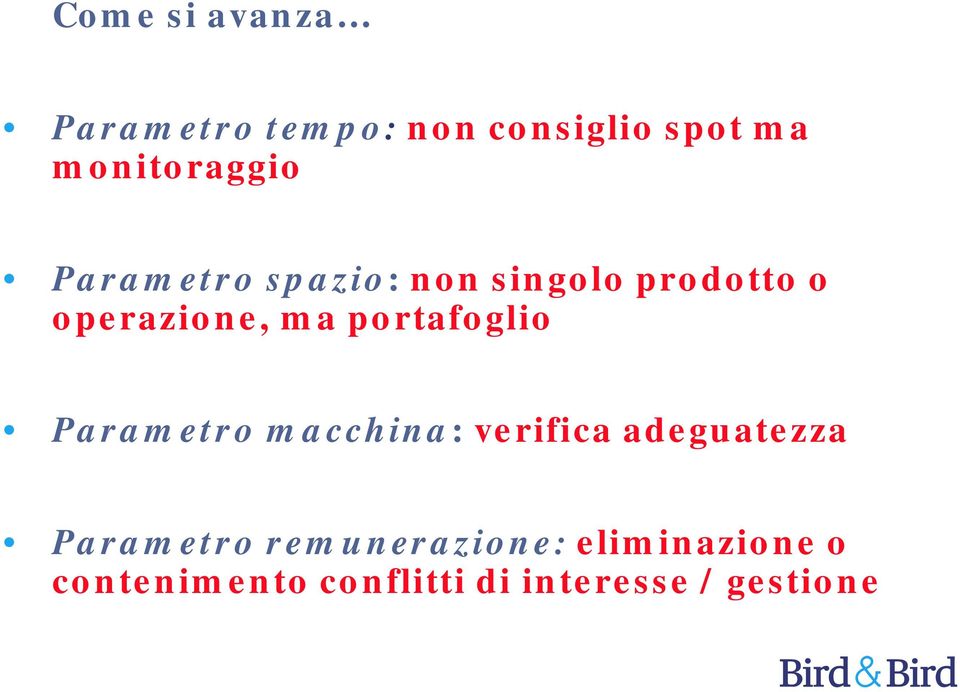 ma portafoglio Parametro macchina: verifica adeguatezza Parametro