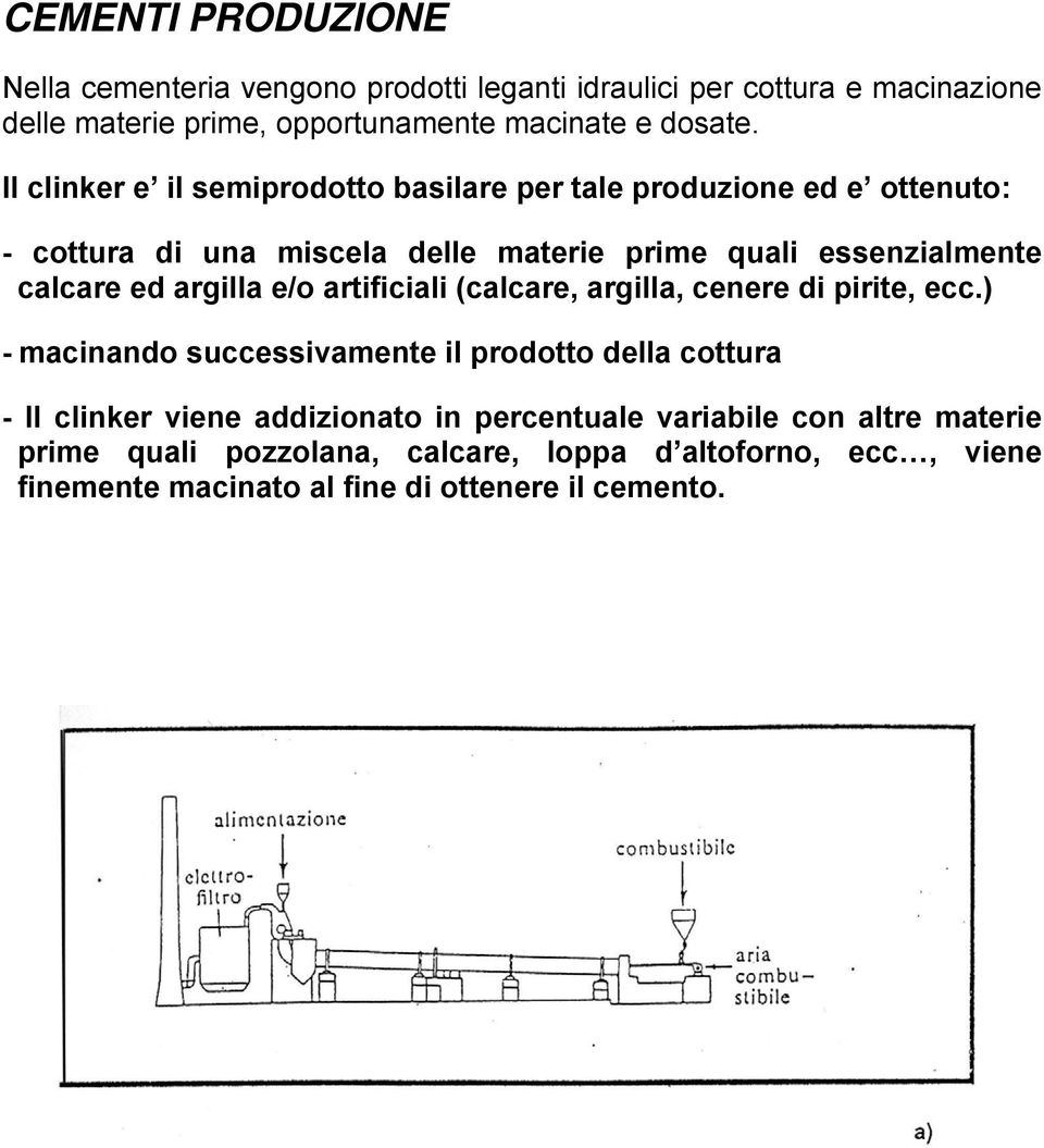 argilla e/o artificiali (calcare, argilla, cenere di pirite, ecc.