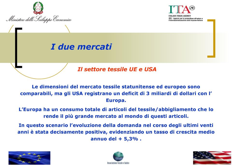 L Europa ha un consumo totale di articoli del tessile/abbigliamento che lo rende il più grande mercato al mondo di questi