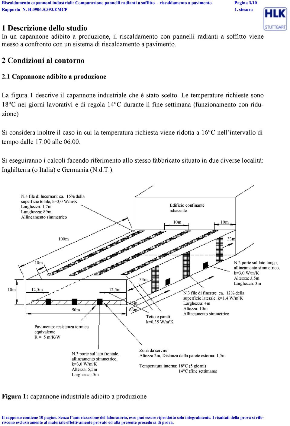 2 Condizioni al contorno 2.1 Capannone adibito a produzione La figura 1 descrive il capannone industriale che è stato scelto.