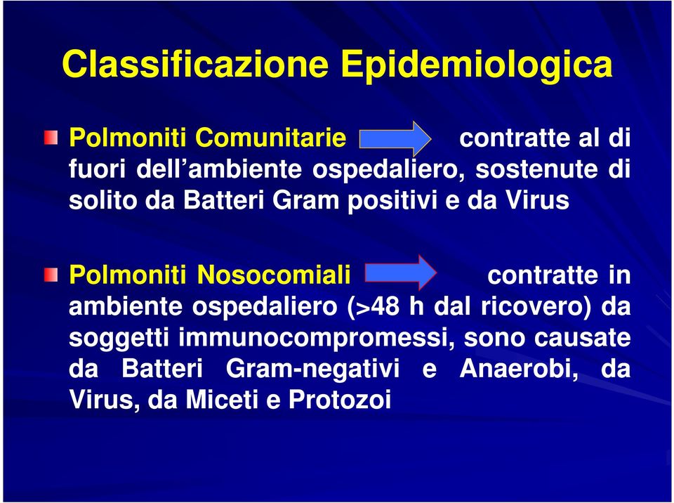 Polmoniti Nosocomiali contratte in ambiente ospedaliero (>48 h dal ricovero) da