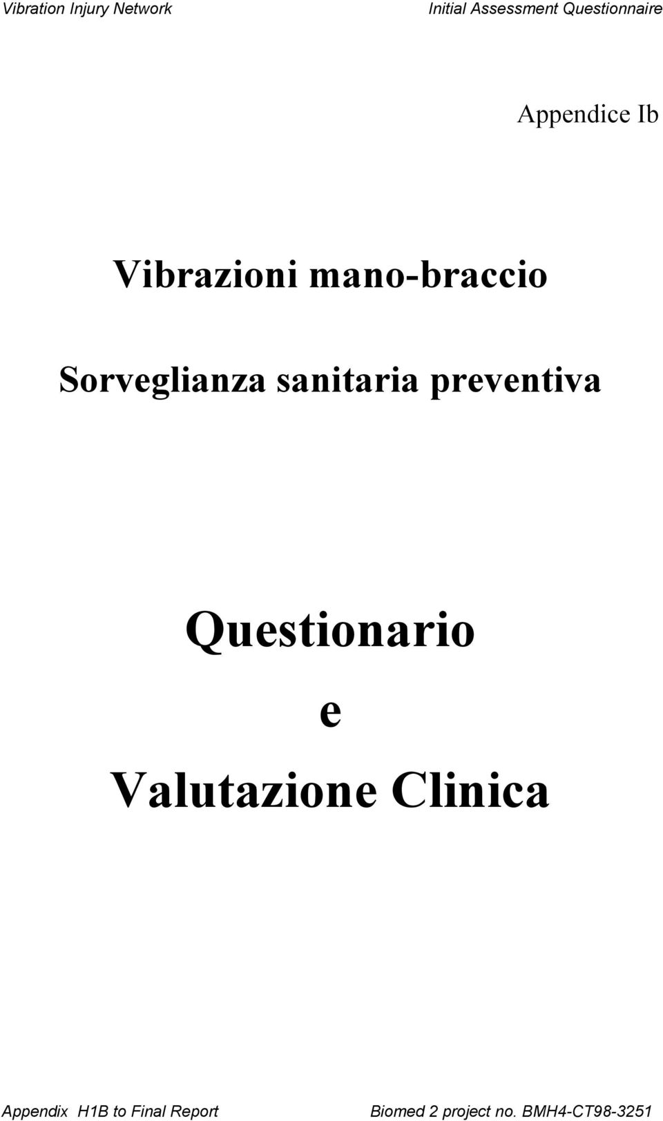 preventiva Questionario e Valutazione Clinica