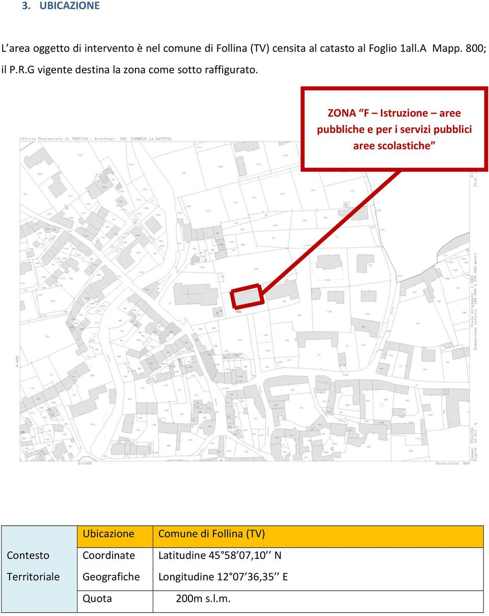 ZONA F Istruzione aree pubbliche e per i servizi pubblici aree scolastiche Contesto Territoriale