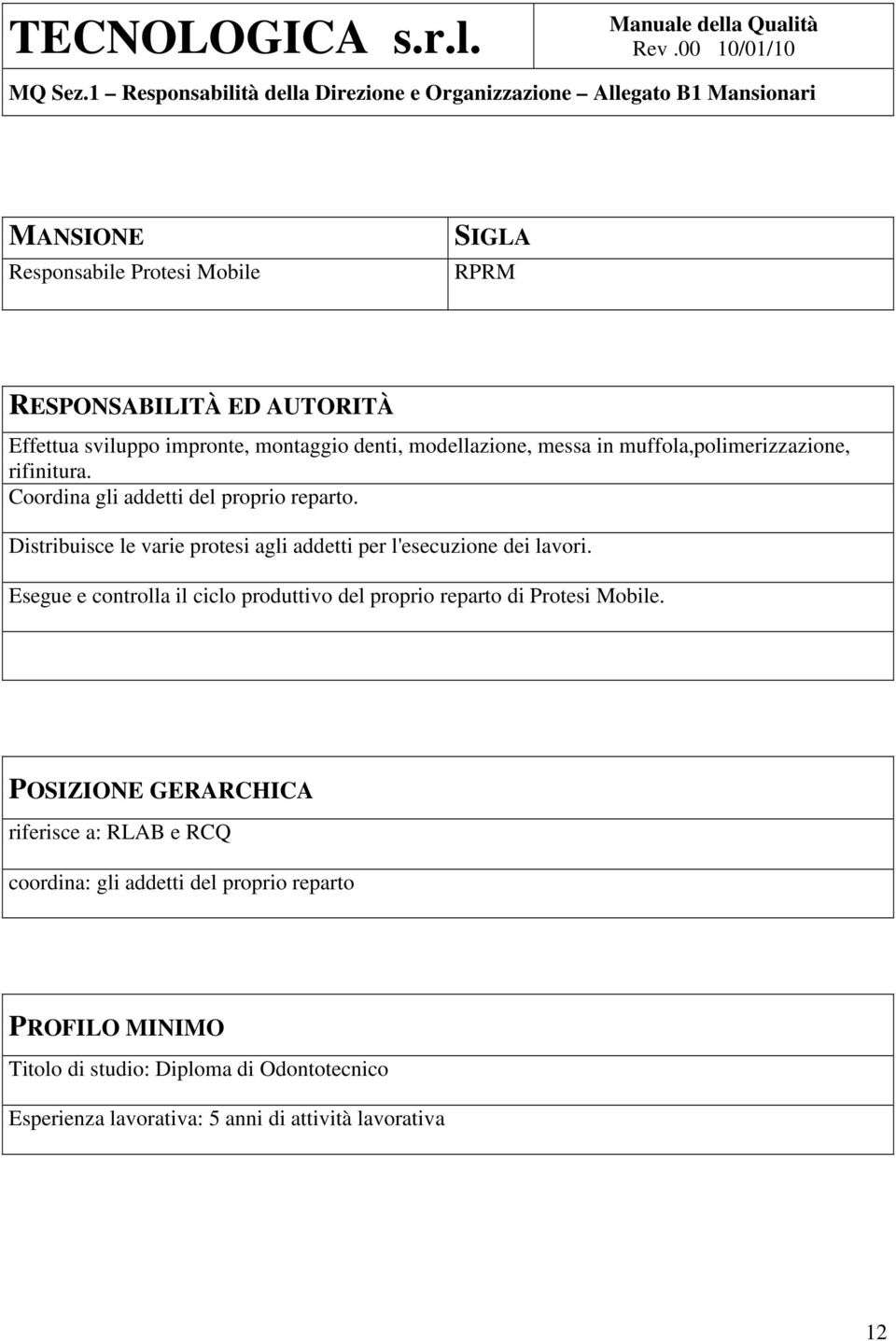 Distribuisce le varie protesi agli addetti per l'esecuzione dei lavori.