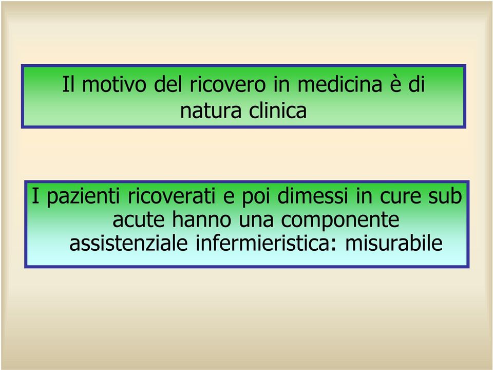 dimessi in cure sub acute hanno una