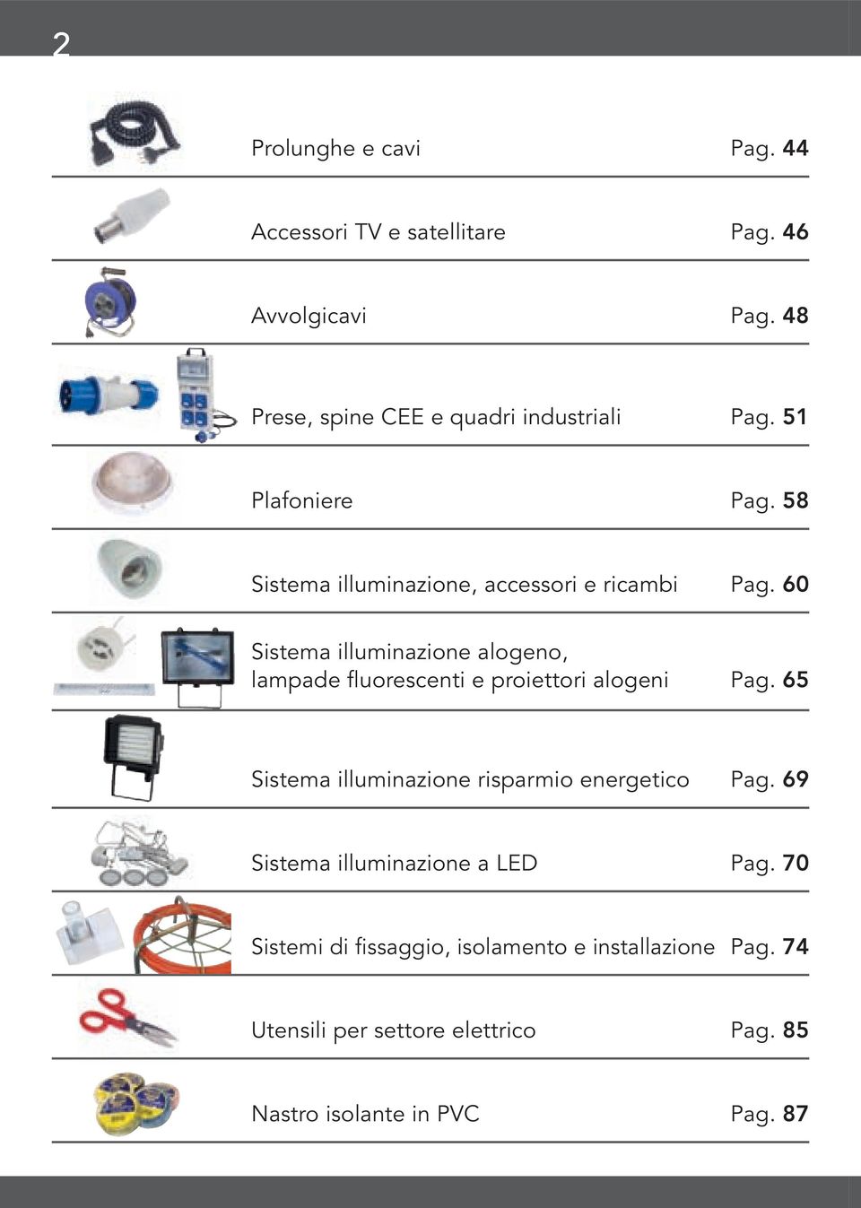 60 Sistema illuminazione alogeno, lampade fluorescenti e proiettori alogeni Pag.