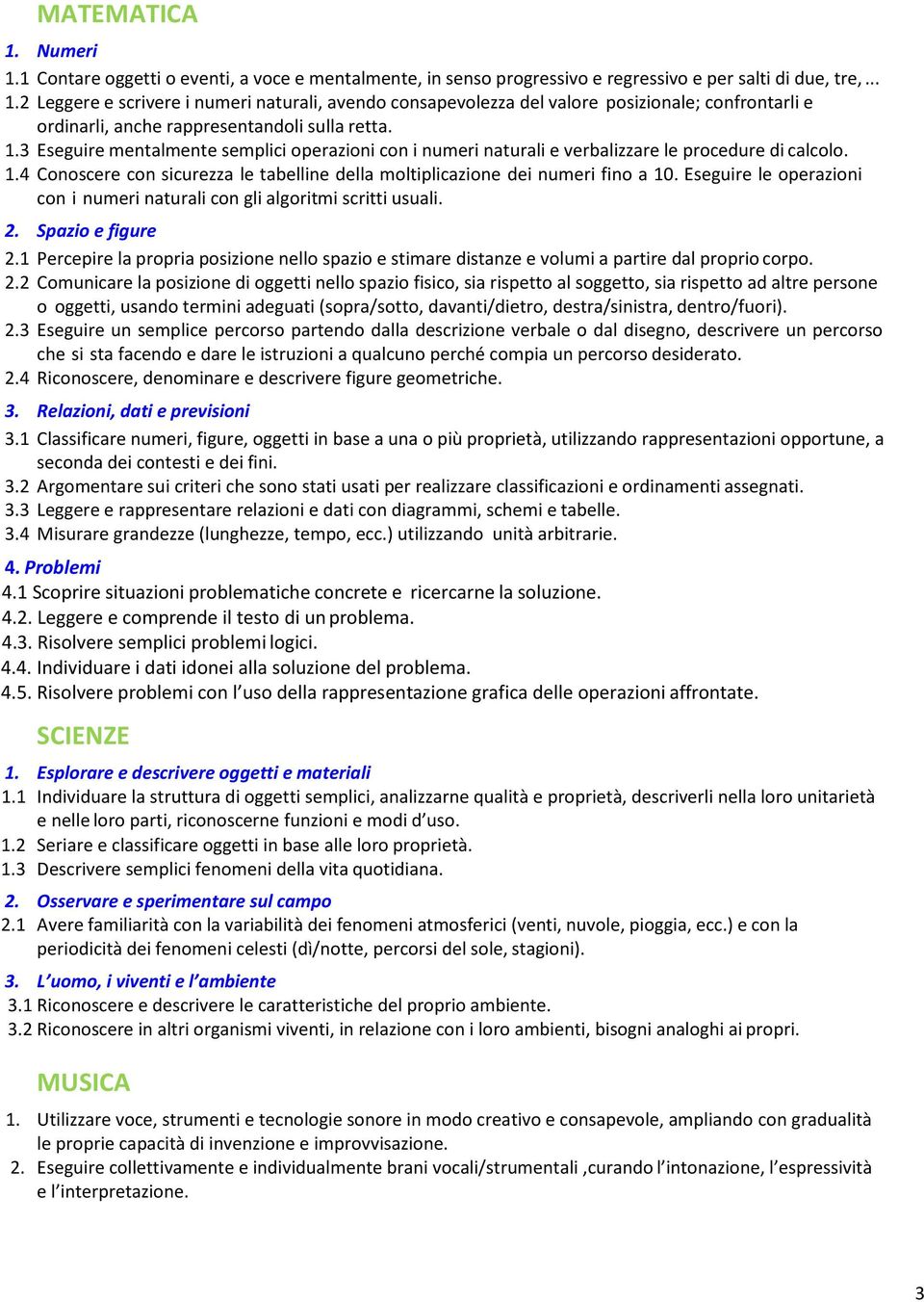 Eseguire le operazioni con i numeri naturali con gli algoritmi scritti usuali. 2. Spazio e figure 2.