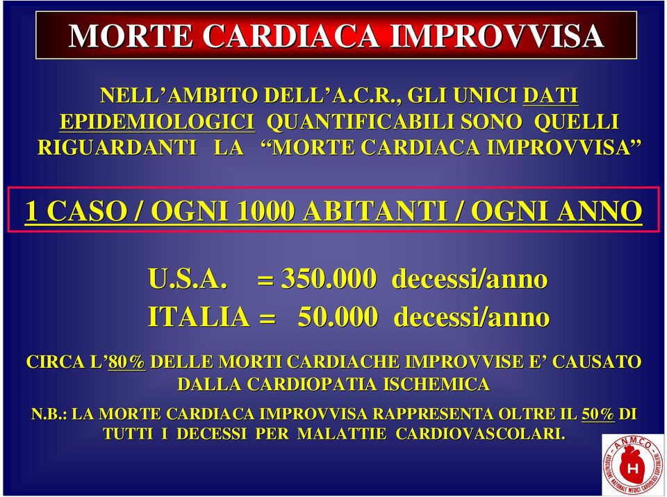 000 decessi/anno ITALIA = 50.