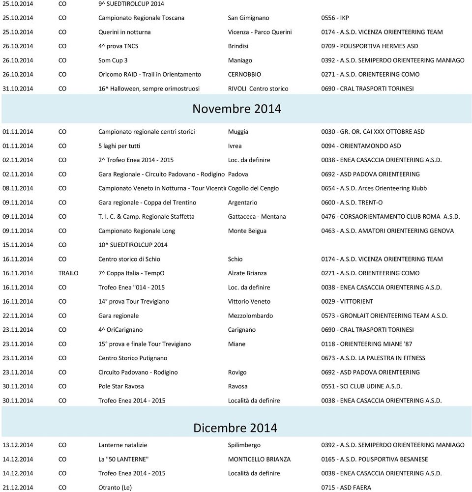 S.D. ORIENTEERING COMO 31.10.2014 CO 16^ Halloween, sempre orimostruosi RIVOLI Centro storico 0690 - CRAL TRASPORTI TORINESI Novembre 2014 01.11.