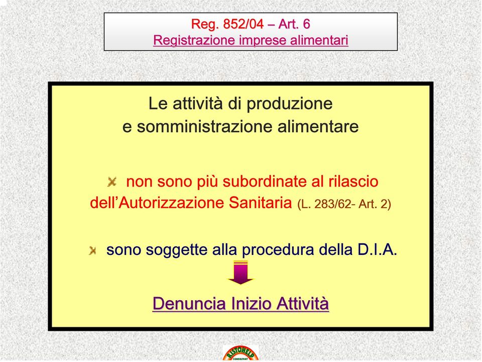 somministrazione alimentare non sono più subordinate al rilascio