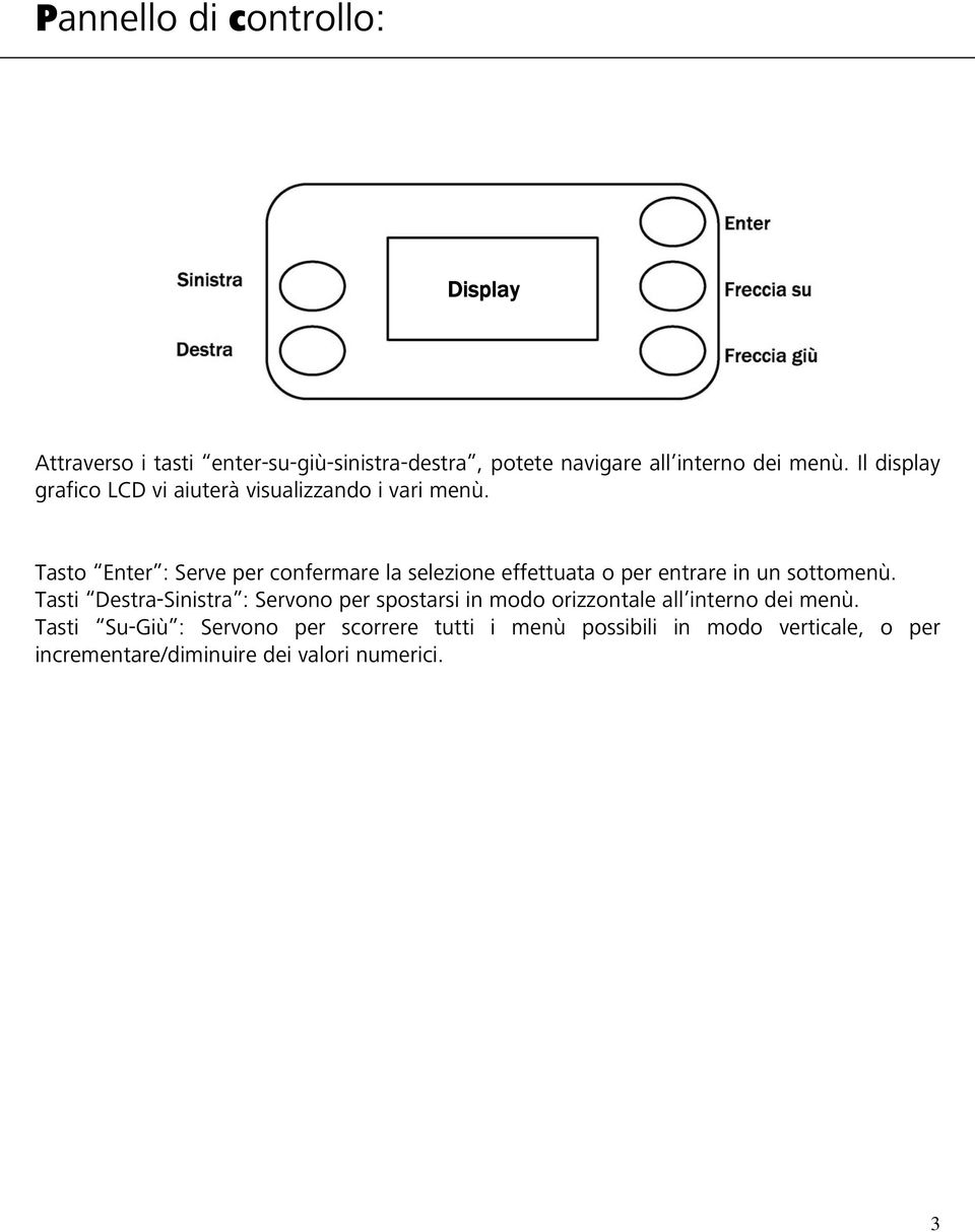 Tasto Enter : Serve per confermare la selezione effettuata o per entrare in un sottomenù.