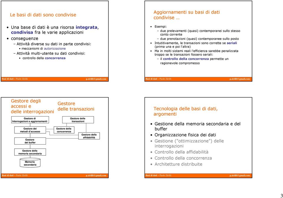 prenotazioni (quasi) contemporanee sullo posto Intutitivamente, le transazioni sono corrette se seriali (prima una e poi l'altra) Ma in molti sistemi reali l'efficienza sarebbe penalizzata troppo se