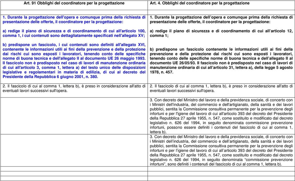 all'articolo 100, comma 1, i cui contenuti sono dettagliatamente specificati nell'allegato XV; b) predispone un fascicolo, i cui contenuti sono definiti all'allegato XVI, contenente le informazioni